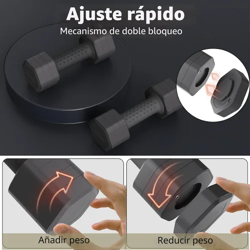 Vista 6 de Juego de 2 mancuernas ajustables, juego de mancuernas 4 en 1, pesas de mano para mujeres en casa, juego de mancuernas de 5 libras con mango cómodo