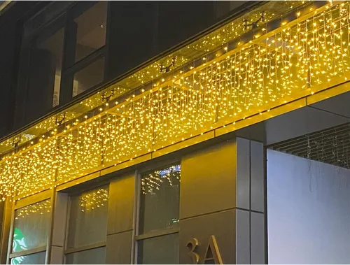 Vista 3 de ZIMINGU Luces de goteo de carámbanos, 13 pies, 144 LED, 8 modos de Navidad conectables para ventana, cortina de ventana de cascada de hadas, tira
