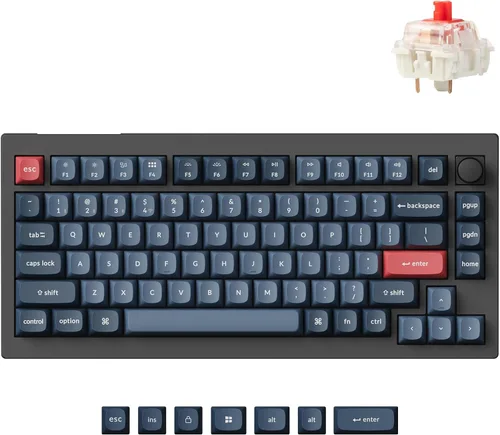 Vista 11 de Keychron V1 Max 75% Teclado Mecánico Personalizado RGB, 2.4Ghz/Bluetooth 5.1/Cable QMK/VIA Macro Programable Intercambiable en Caliente Interruptor