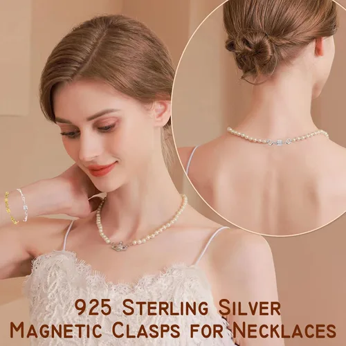Vista 5 de Cierre magnético para collar S925 con doble anillo de resorte, convertidor de plata de ley, extensor de collar para pulsera y joyería