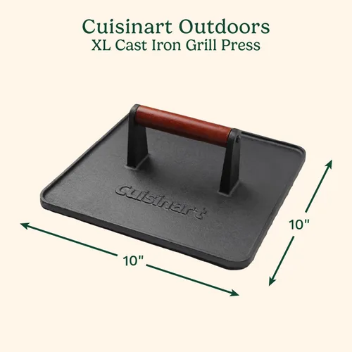 Vista 2 de Cuisinart Prensa de Parrilla XL de Hierro Fundido, 10" x 10" Prensa de Servicio Pesado Antiadherente para Hamburguesas Smash y Bistec con Mango