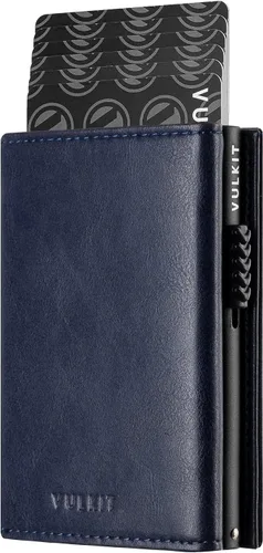 Vista 19 de VULKIT Cartera con tarjetero con bolsillo para monedas, cierre magnético, tarjetas desplegables con ventana para identificación, cartera de cuero