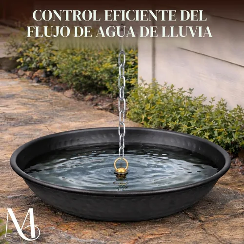 Vista 6 de Monarch Rain Chains Cuenca de Cadena de Lluvia – Cuenco de Anclaje Martillado a Mano de 12 Pulgadas para Canalones, Cuenca de Anclaje Decorativo