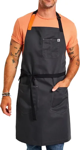 Vista 11 de hedley & bennett Essential Apron - Professional Chef Apron with Pockets & Adjustable Bib Strap for Cooking & Grilling