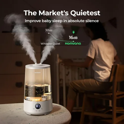 Vista 3 de Homvana Humidificadores de niebla fría de 3.6 L para dormitorio, habitación grande, hogar, casa entera, oficina, sala de estar, llenado superior 34