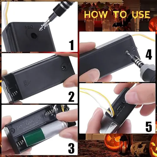 Vista 4 de Ojos láser LED rojos brillantes para fiesta de Halloween, paquete de 4 para máscara de ojos claros con caja de batería, pilas no incluidas