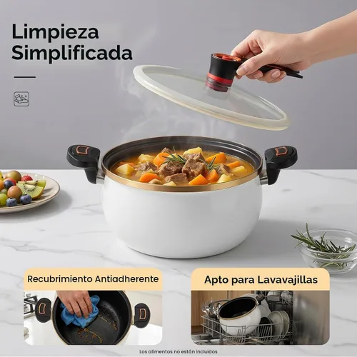 Vista 7 de Olla a presión micro de 8 L/8.45 cuartos de galón, olla multifunción de micro presión con tapa transparente, olla de barro de pie con asas Blanco
