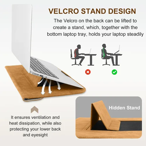 Vista 6 de Funda para portátil de 13-14 pulgadas con soporte para MacBook Neo 13 - Caqui