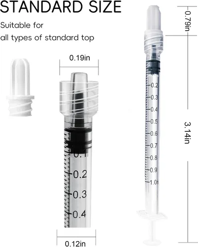 Vista 4 de Jeringa Luer Lock de 1ml sin aguja - Jeringas de plástico de 1cc, estériles, selladas individualmente, paquete de 10