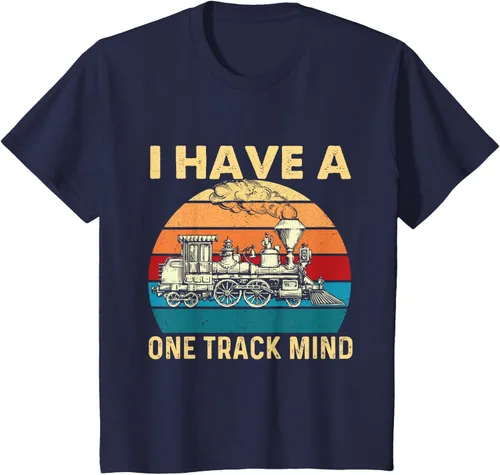 Vista 68 de Camiseta con texto en inglés "I Have A One Track Mind - Trainspotter Model Train Railroad, Negro, S