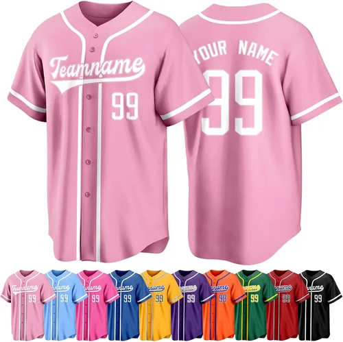 Vista 18 de Custom Baseball Jersey Personalized Short Sleeve Team Sport Uniform Baseball Shirt for Men Women Youth Boy