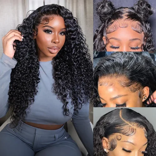 Vista 15 de Pelucas de cabello humano con encaje frontal de 13 x 4 pulgadas con cabello de bebé para mujeres negras, densidad del 220 %, pelucas de encaje 220%