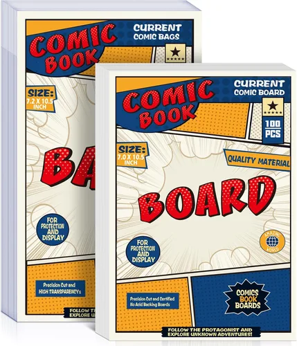 Vista 11 de Leffis Paquete de 100 tableros de cómics, tableros de cómics de tamaño actual