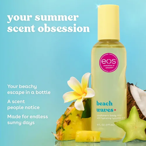 Vista 2 de eos Rocío corporal de cachemira, ondas de playa, brisa de coco y océano, niebla para el cabello y el cuerpo para mujeres, spray corporal