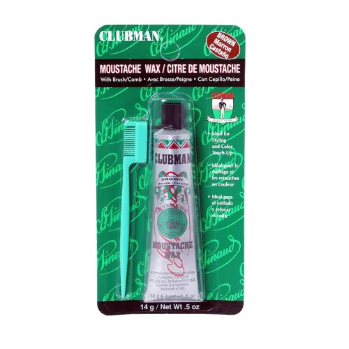 Vista 7 de Clubman Cera para bigote para hombre, color negro, cera de bigote de sujeción fuerte para peinar, incluye cepillo, 0.5 onzas