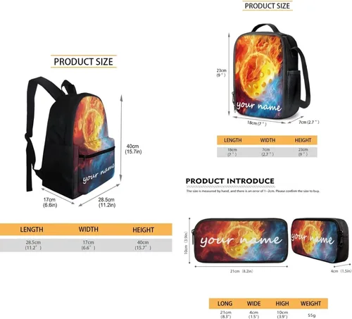 Vista 90 de FOR U DESIGNS Fuego baloncesto impreso niños escuela mochilas viaje mochila libro bolsa