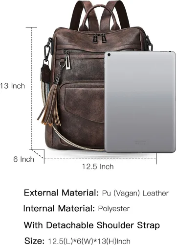 Vista 6 de OPAGE Mochila Bolso para Mujeres de Cuero Diseñador de Moda Mochila Bolso Mochila de Viaje Bolsas de Hombro para Damas con Muñequera, Mochilas