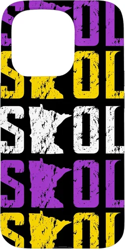 Vista 14 de Funda para iPhone 13 Pro Max SKOL envejecido vikingo vintage morado y amarillo sobre negro
