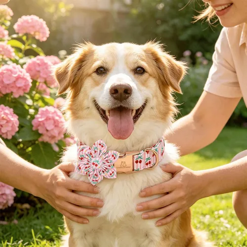 Vista 109 de Collar de perro Lionheart Glory, collar de perro rosa con flor, lindo collar para mascotas con patrón floral ajustable para perros pequeños Rosado