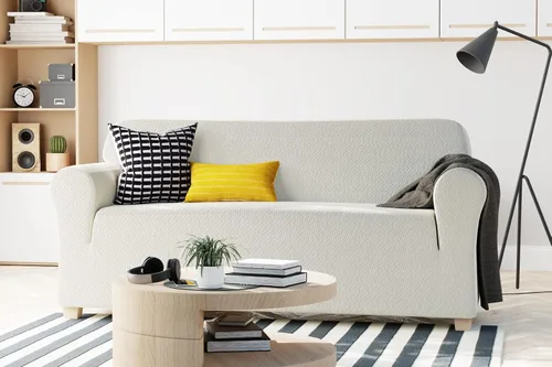 Vista 2 de Zenna Home Simply Fit - Funda elástica para sofá (1 pieza), color crudo
