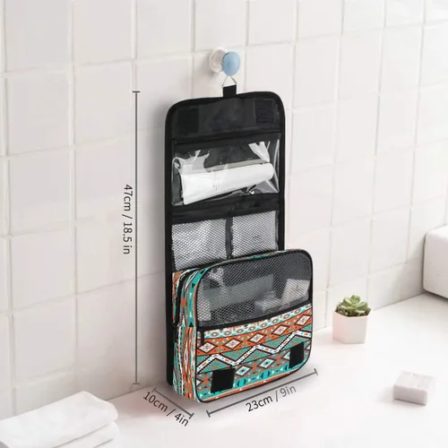 Vista 3 de Neceser colgante con calavera, piña, arco iris, baloncesto, portátil, para viajes, cosméticos, maquillaje, baño, ducha, afeitado, bolsa organizadora