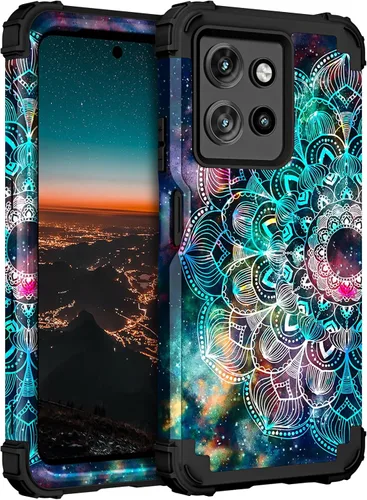 Vista 9 de Hocase for Moto G Power 2026 Case, Shockproof Heavy Duty Protection Soft Silicone Rubber Bumper+Hard Plastic Hybrid Protective Phone Case - Mandala