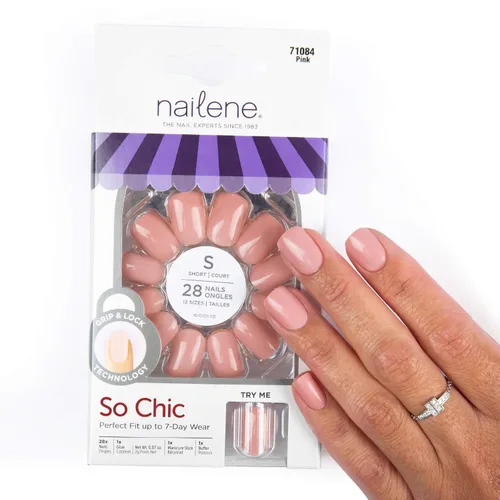 Vista 3 de Uñas postizas So Natural de la marca Nailene, Corto - Rosa