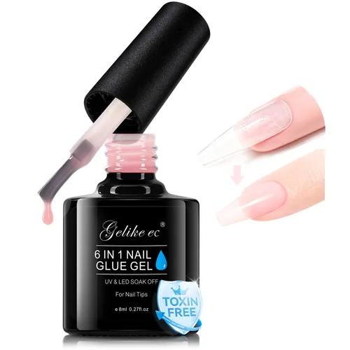 Vista 10 de Gelike EC Peachy Jelly Gel de Pegamento para Uñas - 6 en 1 Uñas Acrílicas Transparentes Extra Fuertes - Adhesivo de Extensión de Larga Duración UV