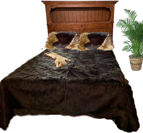 Vista 64 de Manta de felpa de piel sintética, manta de piel moderna, manta pequeña para bebé, pelo largo, color negro, peludo - Fur Accents (2 x 3 pies, negro)