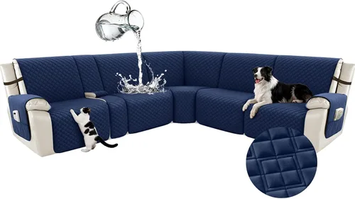 Vista 92 de Arfntevss Fundas para sofá seccional reclinable para sofá seccional en forma de L, funda antideslizante lavable para sofá reclinable con forma de L