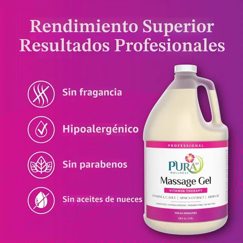 Vista 3 de Vitamin Therapy - Gel de masaje de 1 galón, vitamina E, profesional, terapia de masaje, tejido profundo, sin perfume, hipoalergénico, ingredientes