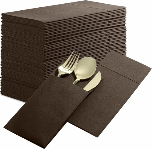 Vista 10 de Paquete de 50 servilletas desechables de lino con bolsillo integrado para cubiertos, color rojo brillante, como servilletas de papel para Navidad
