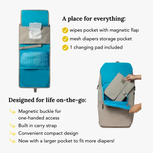 Vista 7 de Huhu Cambiador de pañales para bebé, compacto, portátil, cambiador de pañales para viajes, fácil de limpiar, tapete cambiador plegable - Accesorio