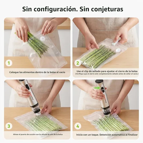 Vista 9 de Bonsenkitchen Sellador al vacío de mano para viajes, 30 bolsas Plateado