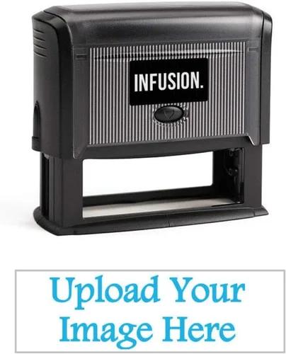 Vista 18 de Infusion 1" x 3-1/4" Logotipo Personalizado, Grande, Rectangular Autoentintado Logo Sello, Negro