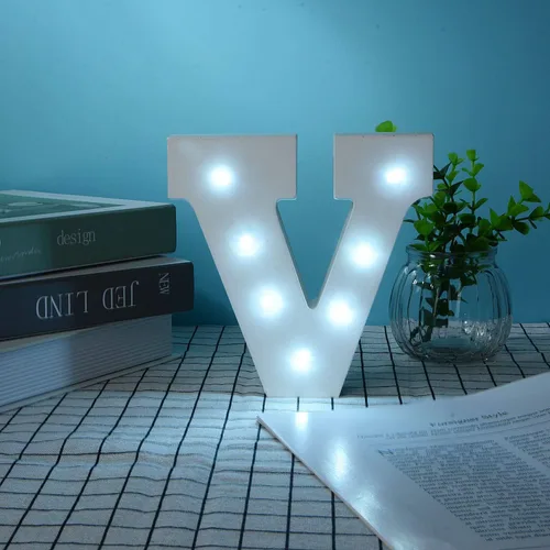 Vista 18 de Ulalaza Letrero de luz LED en blanco y negro, 2 letras AA alimentadas por batería para boda, fiesta de cumpleaños, lámpara de Navidad, luz nocturna