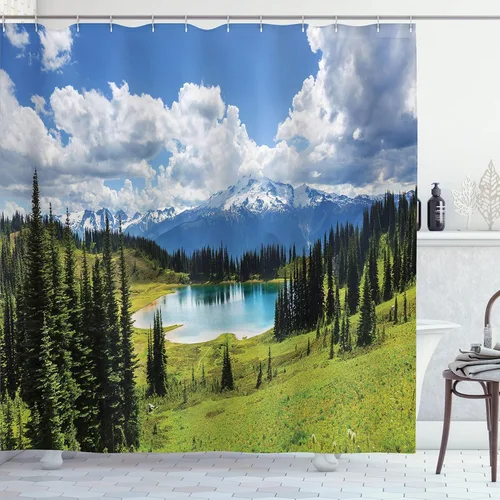 Vista 99 de Ambesonne Cortina de ducha a rayas, código de barras, software de datos, obra de arte lineal, unidimensional, juego de decoración de baño de tela