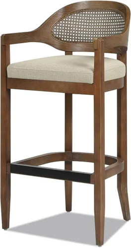 Vista 7 de Jennifer Taylor Home Americana Mid-Century - Taburete moderno de 26 pulgadas con respaldo de caña Boucle blanco marfil