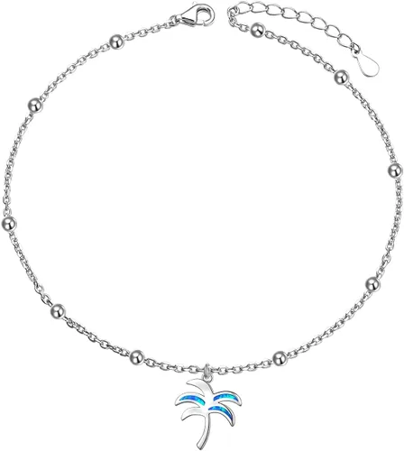 Vista 10 de DAOCHONG Tobillera para mujer de plata de ley S925 ajustable con cadena de pie y tobilleras