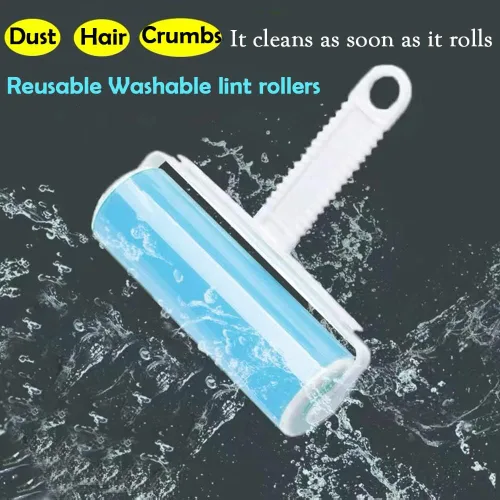 Vista 5 de Rodillo de pelusa de viaje reutilizable, paquete de 3, rodillo lavable compacto removedor de pelo de mascotas con cubierta para ropa, pelo