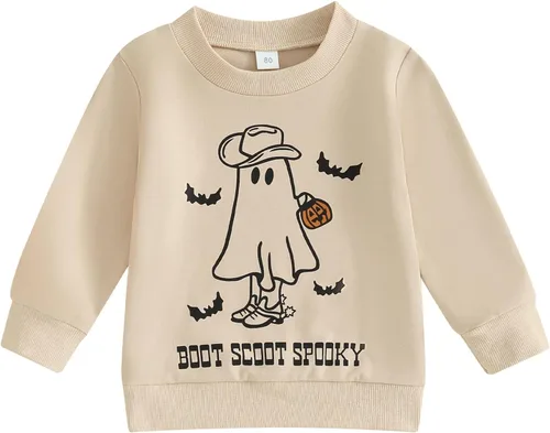 Vista 68 de Disfraz de Halloween para bebé, sudadera de calabaza con cuello redondo, suéter de manga larga, ropa de otoño