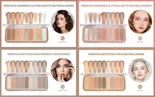 Vista 7 de Paleta de sombra de ojos desnuda 9 colores neutro desnudo mate brillo purpurina sombra de ojos paleta de maquillaje de alta pigmentación