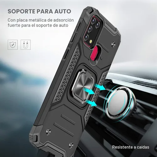 Vista 3 de Asuwish Funda de teléfono para Samsung Galaxy M30s M21 M31/M21s/F41 y protector de pantalla de vidrio templado, accesorios de soporte de anillo