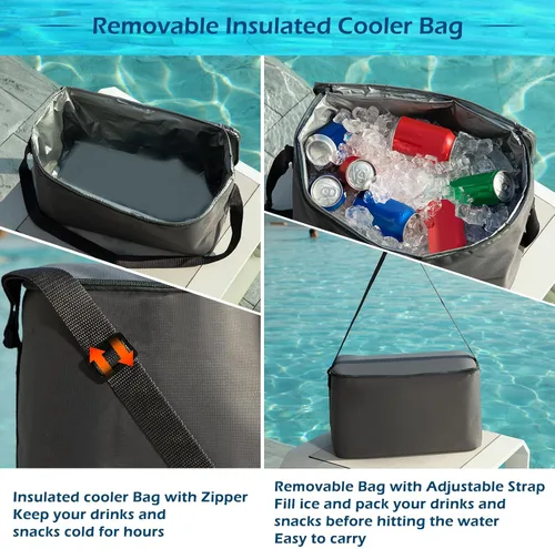 Vista 6 de Jasonwell Flotador Inflable de Tubo de Río - Flotador de Río Resistente para 2 Personas Flotadores de Piscina con Enfriador Removible Tubos de Agua