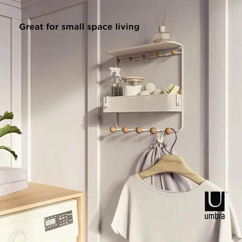 Vista 6 de Umbra Estique - Organizador de entrada con ganchos y estantes, con estante, color blanco (paquete de 3)