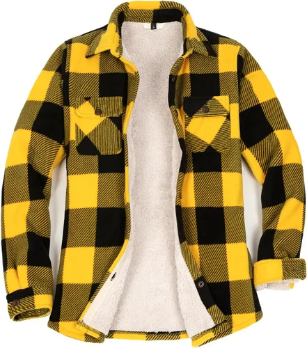 Vista 9 de Lisskolo Chaqueta tipo camisa con forro polar para mujer con bolsillos para las manos, chaqueta de forro polar Sherpa con botones a cuadros, ropa