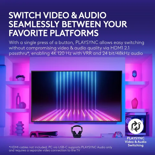 Vista 3 de Logitech G Astro A50 X Multi-Platform Wireless Gaming Headset + Base Station for PS5/Xbox/PC: PLAYSYNC Video & Audio Switcher, HDMI 2.1 4K 120Hz