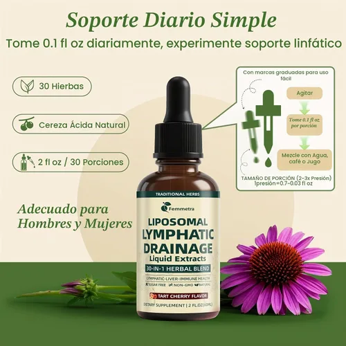 Vista 6 de Liposomal Lymphatic Drainage Supplements with 30-in-1 Herbal Blend
