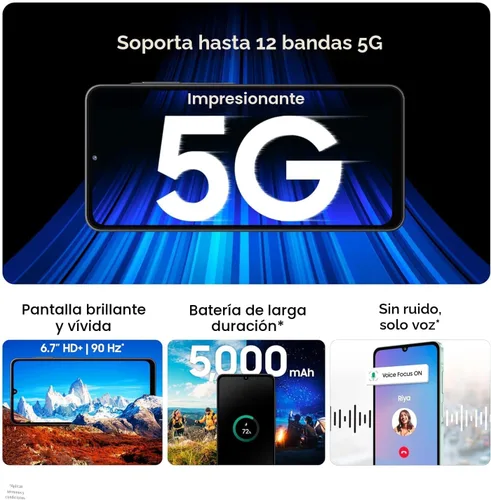 Vista 3 de Samsung Galaxy A06 5G 128GB, 2025 IP54 resistente a salpicaduras, pantalla de 6.7 pulgadas 90Hz, Android 15, modelo internacional desbloqueado