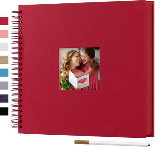 Vista 30 de Álbum de fotos pequeño DIY para manualidades de 8 x 8 pulgadas con foto de portada, 80 páginas, tapa dura, papel para manualidades, álbum de fotos